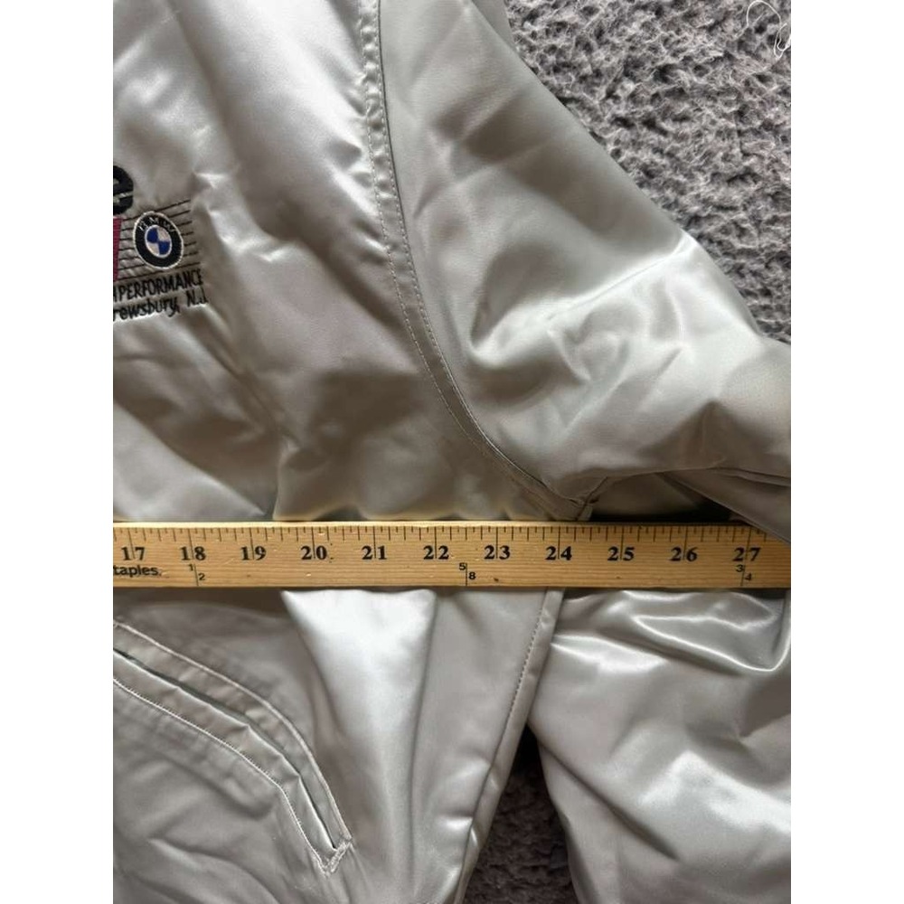 Vintage‎ Felco Circle BMW Nylon Satin Full-Snap Bomber Jacket Gray Mens Size L - Picture 10 of 13